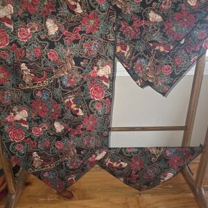 Festive Christmas Print Holiday Fabric Panel - Red, Green, Black